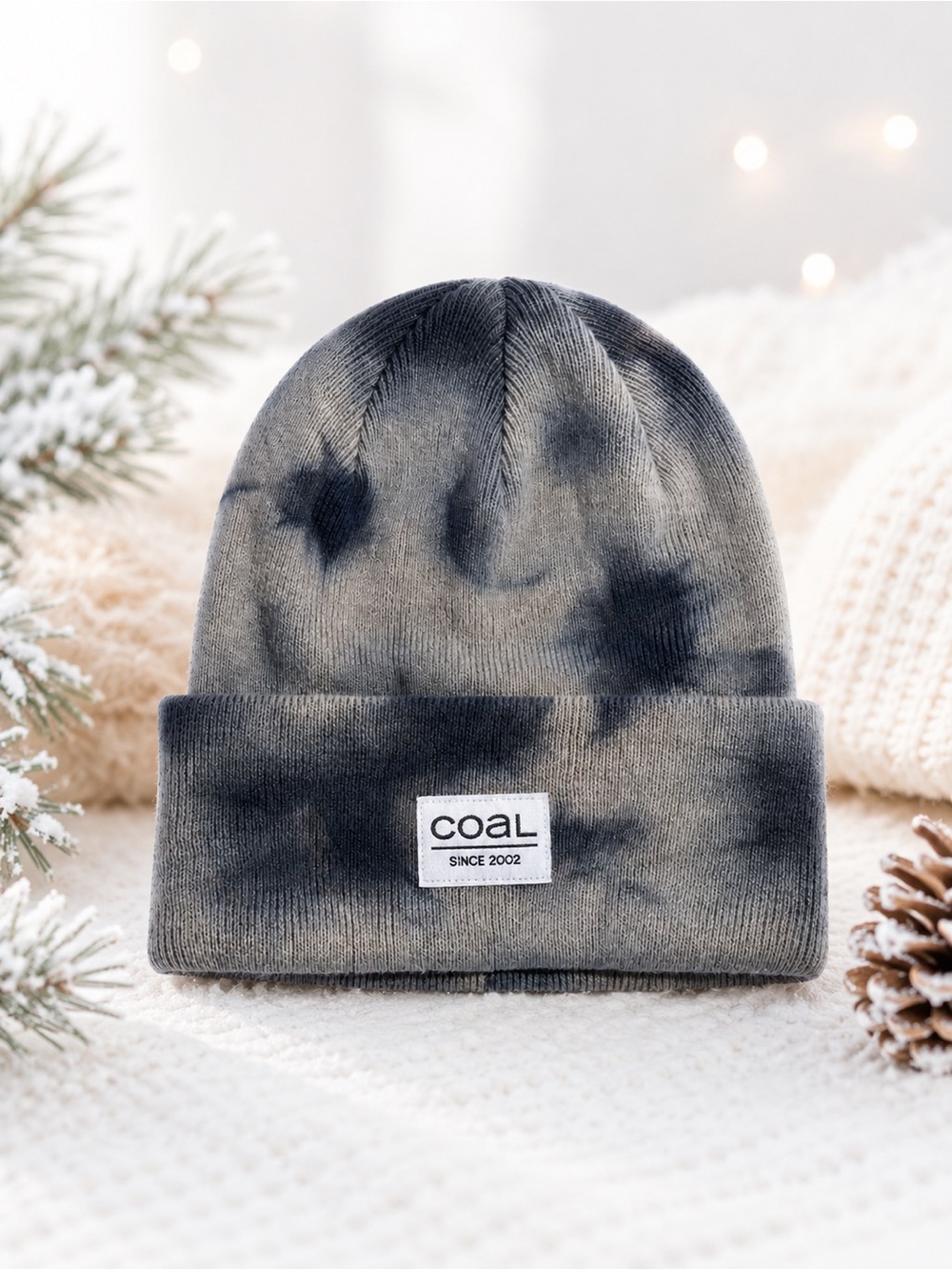 COAL Tie Dye Knit Beanie Gray Black Mid Length Winter Hat OS